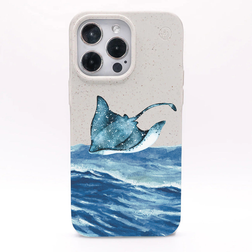 iPhone 15 hoesje - wit Manta - "Manta Wave" - duurzaam