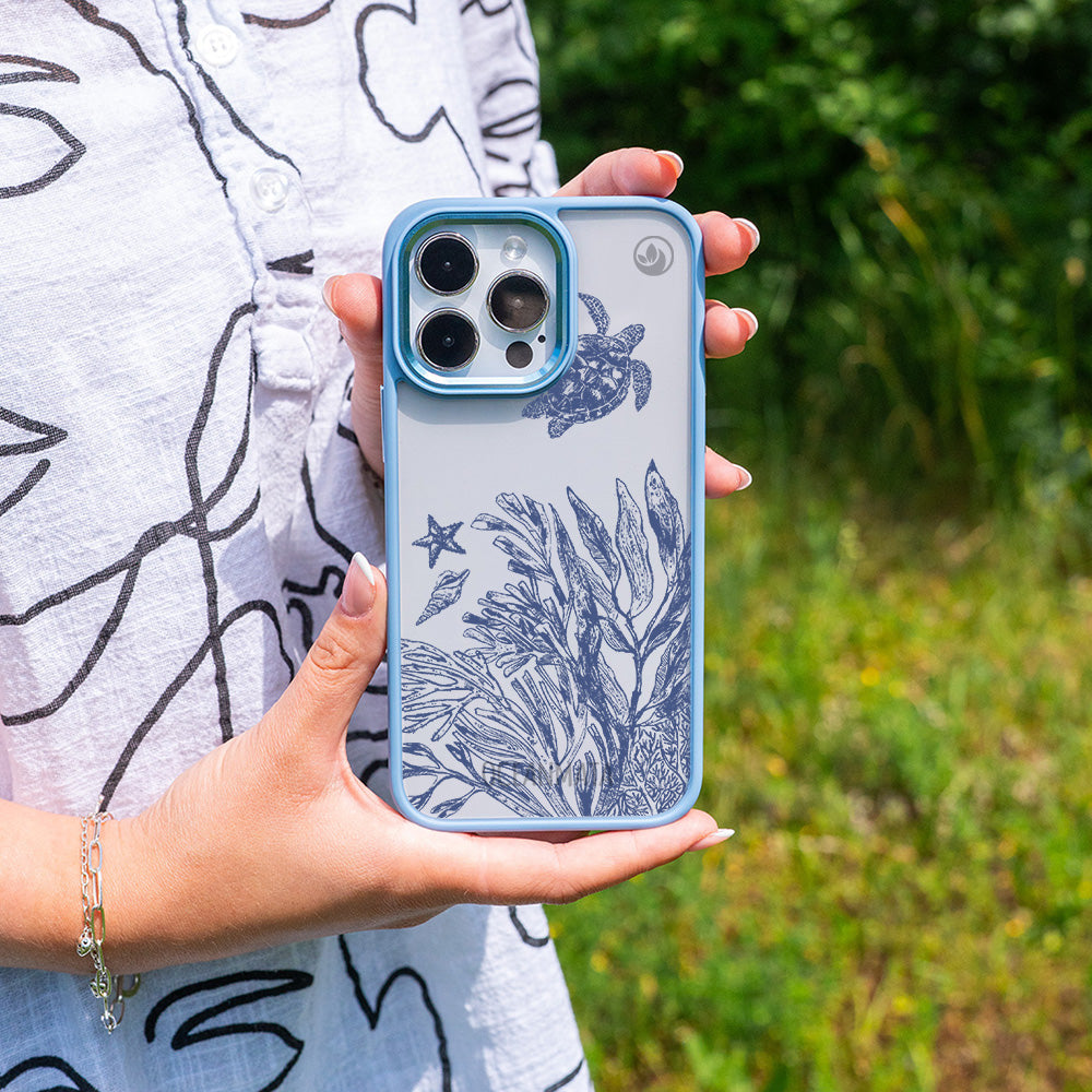 iPhone 16 pro max case - turtles blue - "Silent Wave" - sustainable