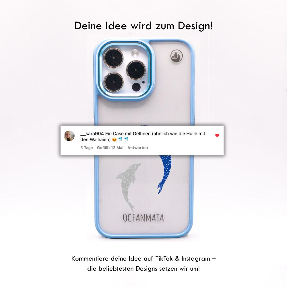 iPhone 15 pro max hoesje - dolfijnblauw - "Dolphin Twins" - duurzaam