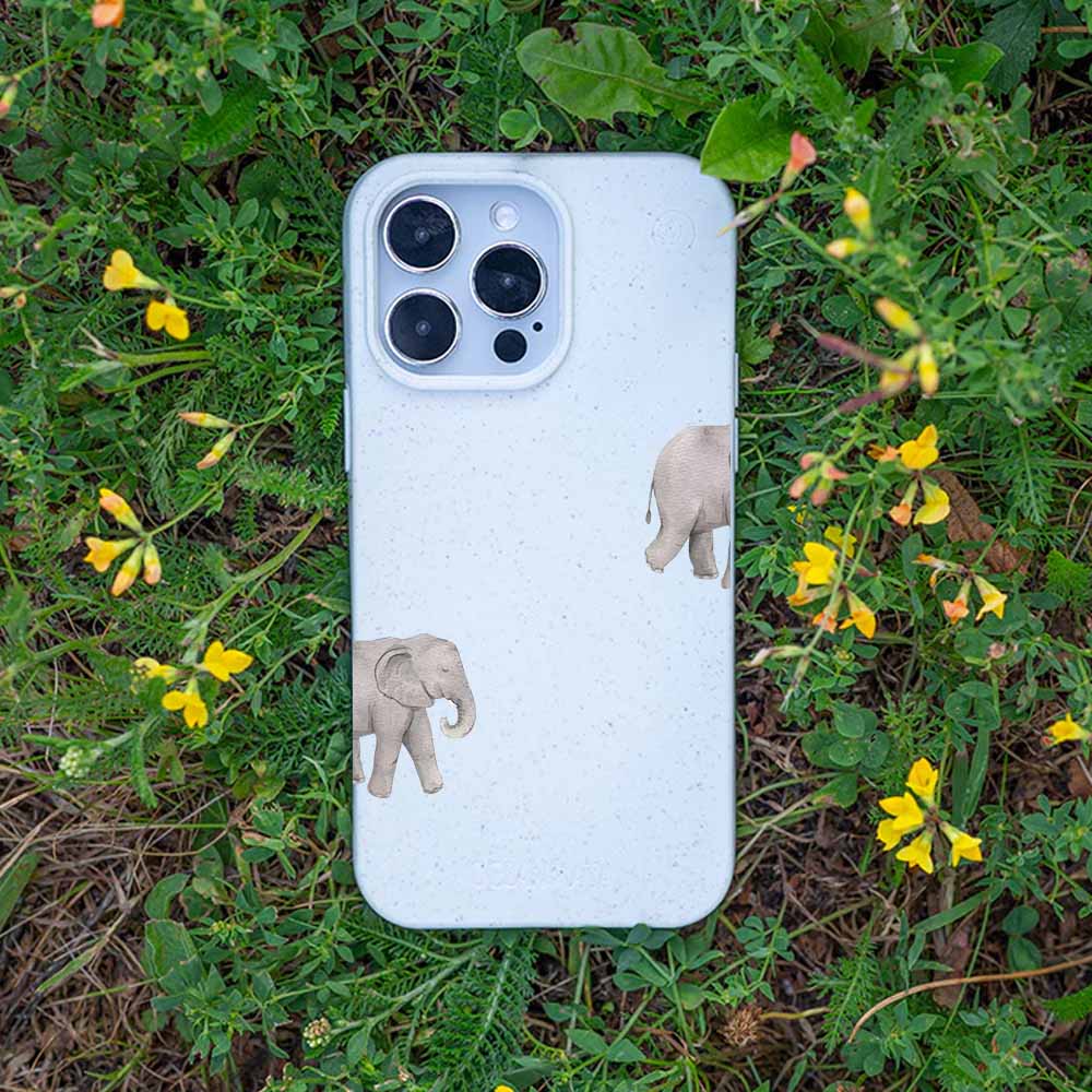 iPhone 12 pro / iPhone 12 Hülle - Elefant weiß - "Ele-Fant" - nachhaltig