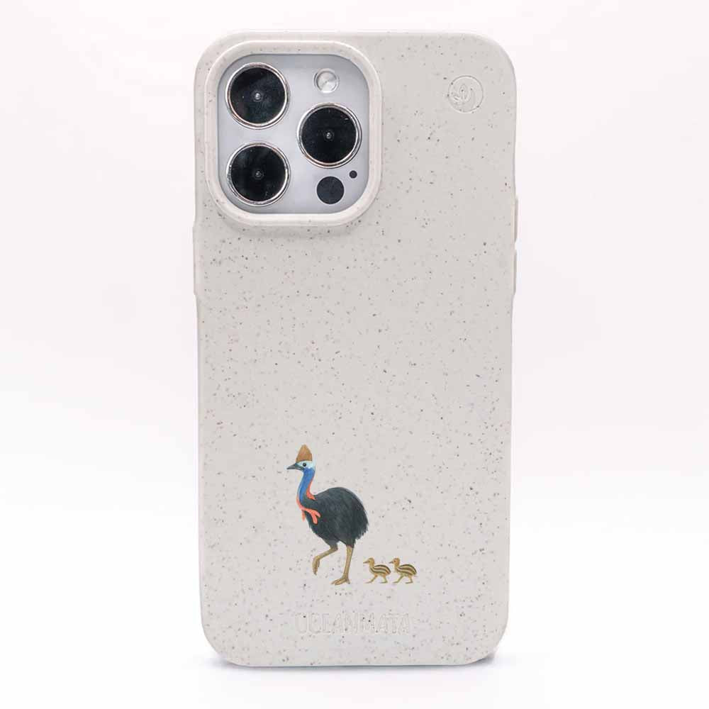 iPhone 13 mini Hülle - Cassowary weiß - "CassowaryStroll" - nachhaltig