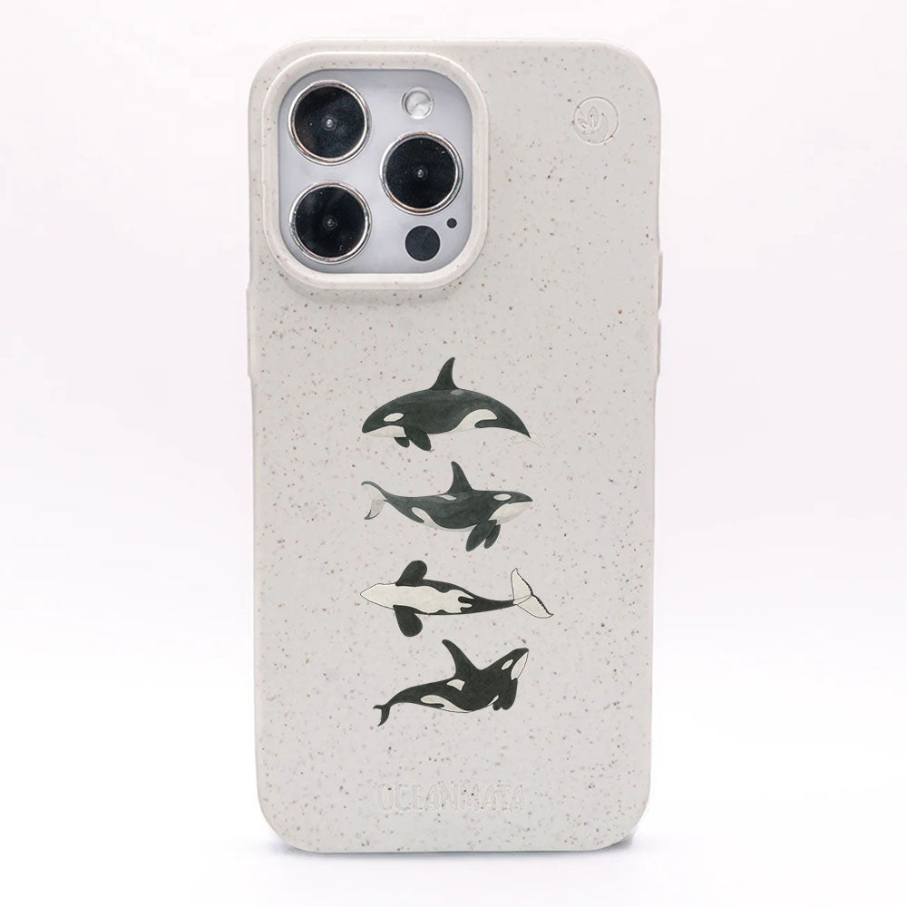 iPhone 13 mini Hülle - Orca weiß - "OrcaFamily" - nachhaltig