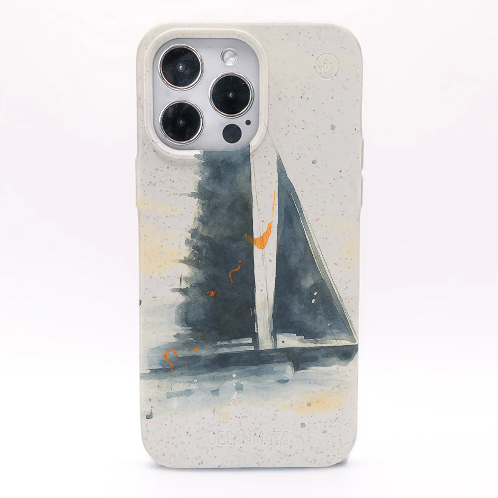 iPhone 14 pro max Hülle - Segeln weiß - "Golden Horizon" - nachhaltig