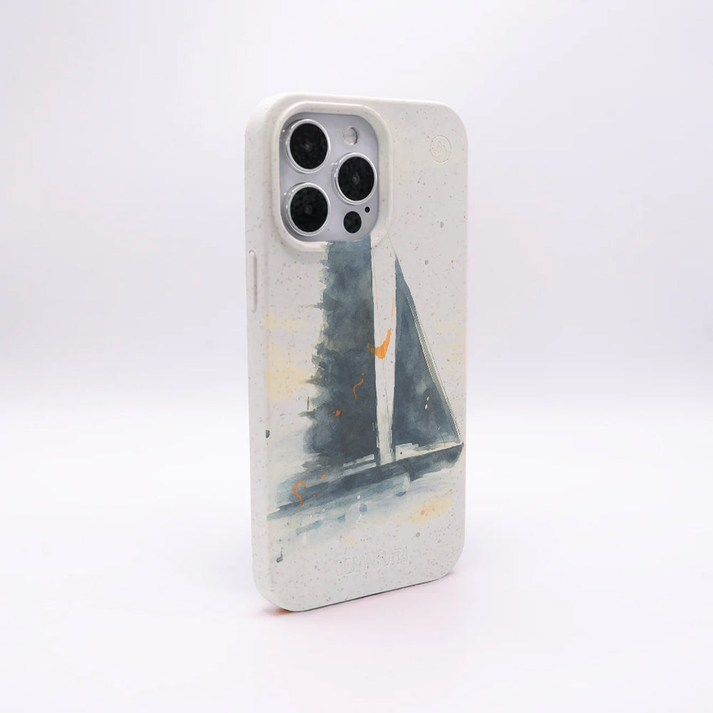 iPhone 17 pro Hülle - Segeln weiß - "Golden Horizon" - nachhaltig