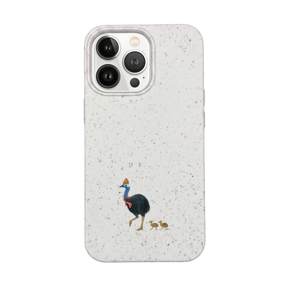 iPhone 13 pro max Hülle - Cassowary weiß - "CassowaryStroll" - nachhaltig