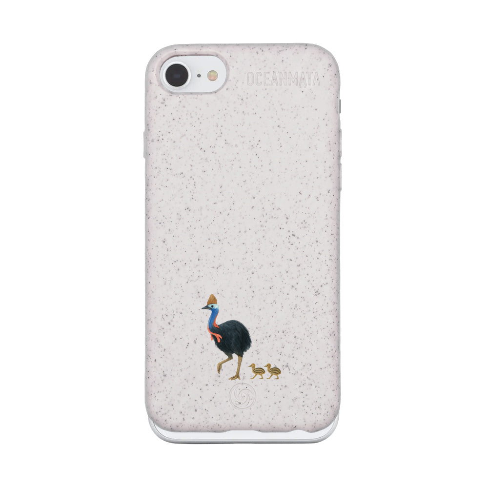 iPhone SE/7/8 Hülle - Cassowary weiß - "CassowaryStroll" - nachhaltig