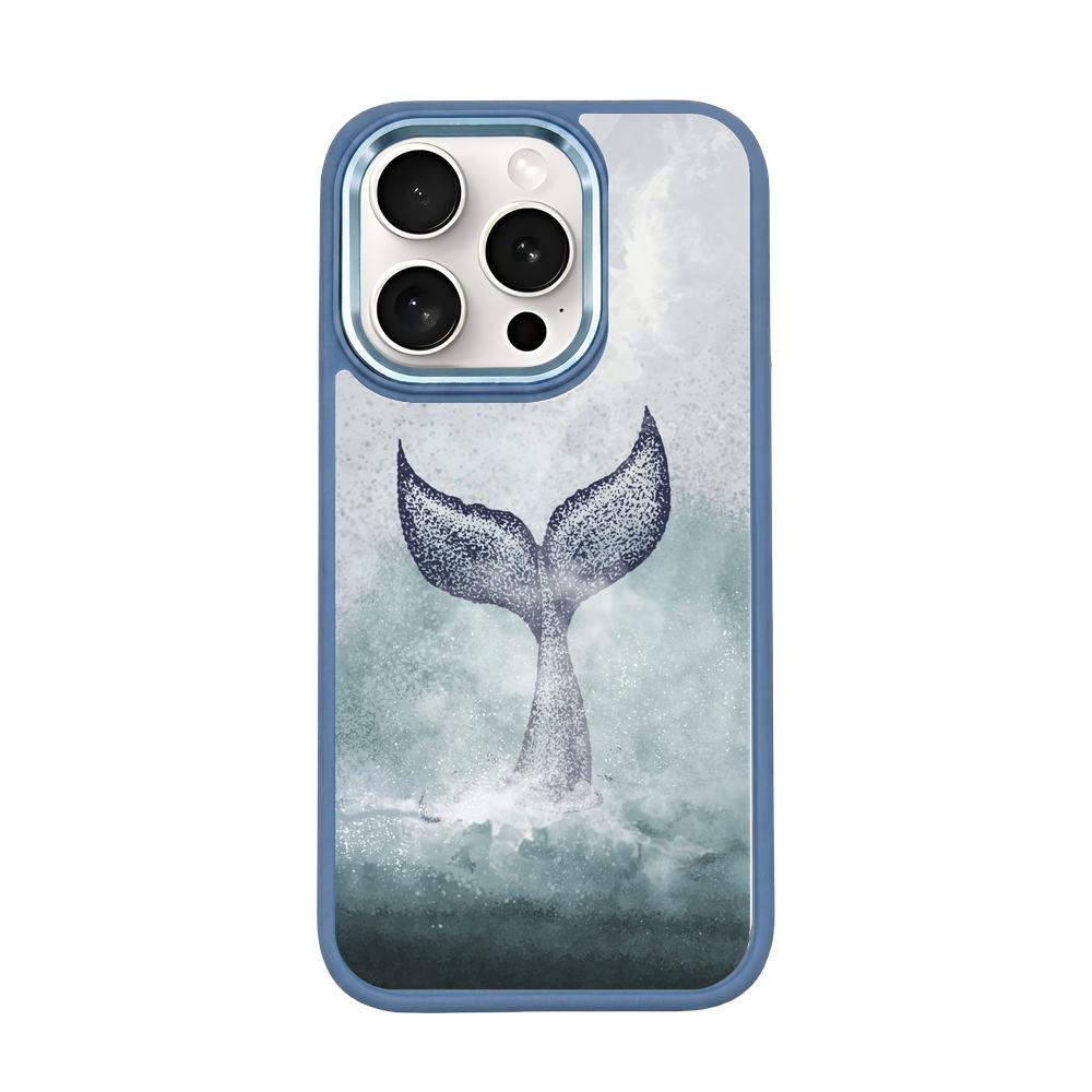 iPhone 15 pro max hoesje - dolfijnblauw - "Dolphin Twins" - duurzaam