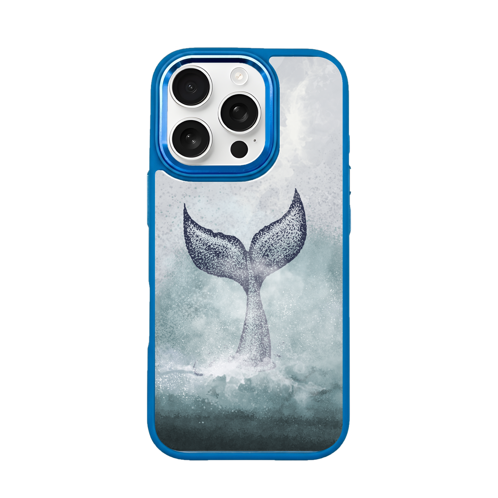 iPhone 16 pro hoesje - dolfijnblauw - "Dolphin Twins" - duurzaam