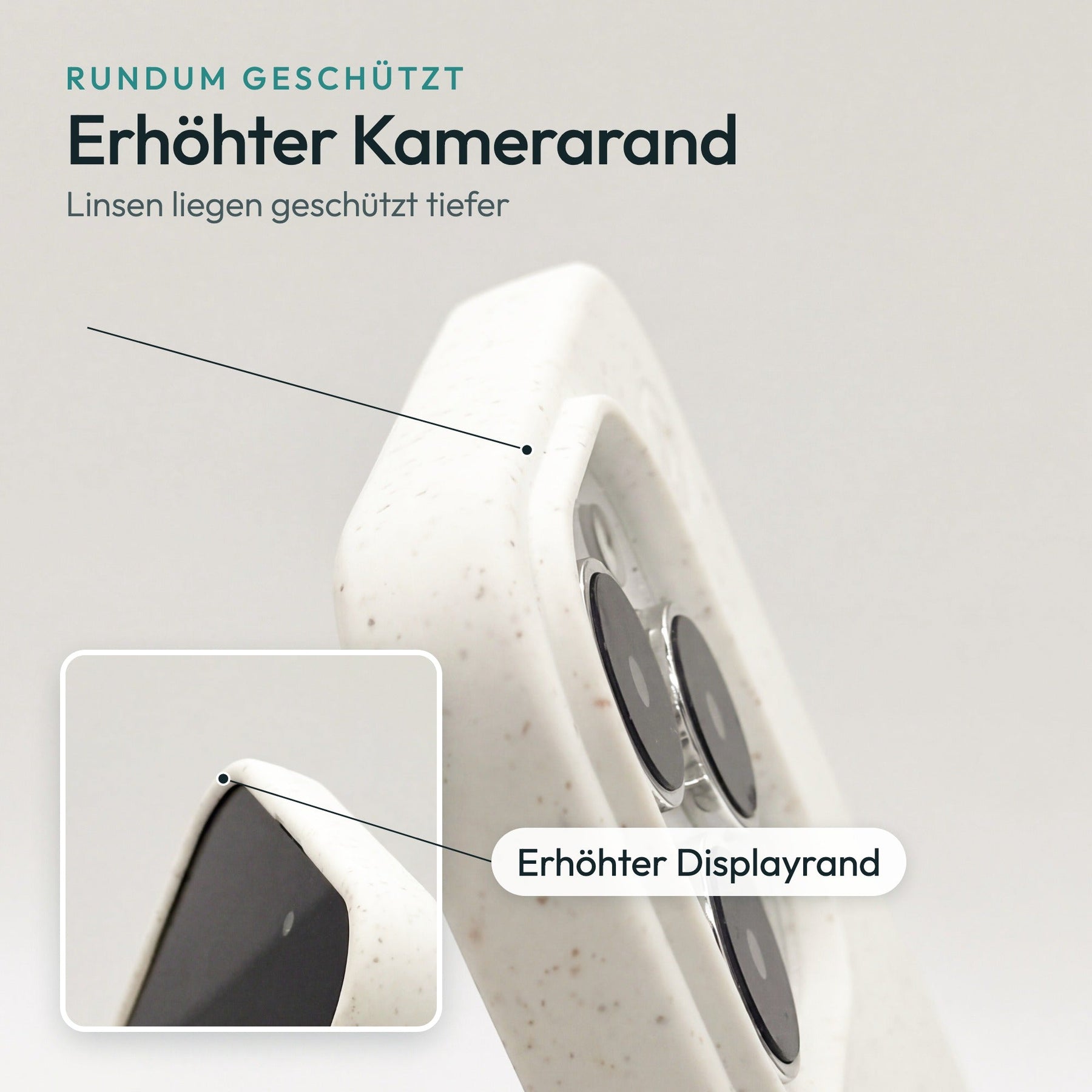 Samsung A55 Hülle - Cassowary weiß - "CassowaryStroll" — biologisch abbaubar — erhöhter Kamerarand und Displayrand