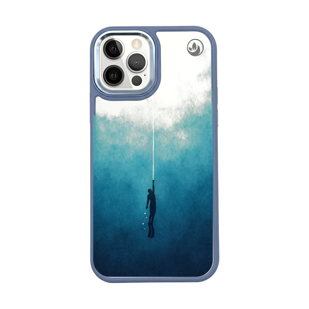iPhone 12 pro hoesje - Freedive blauw - "Freedive" - duurzaam