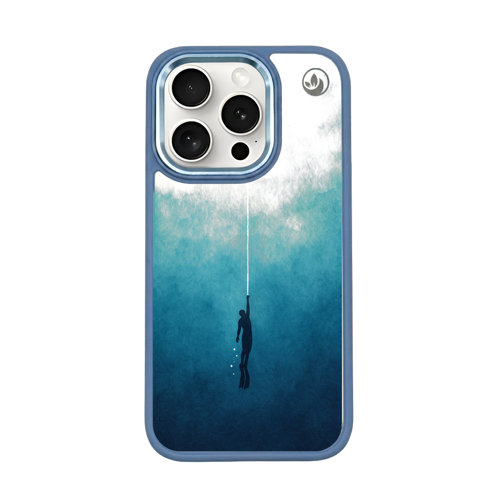 iPhone 15 pro max hoesje - Freedive blauw - "Freedive" - duurzaam