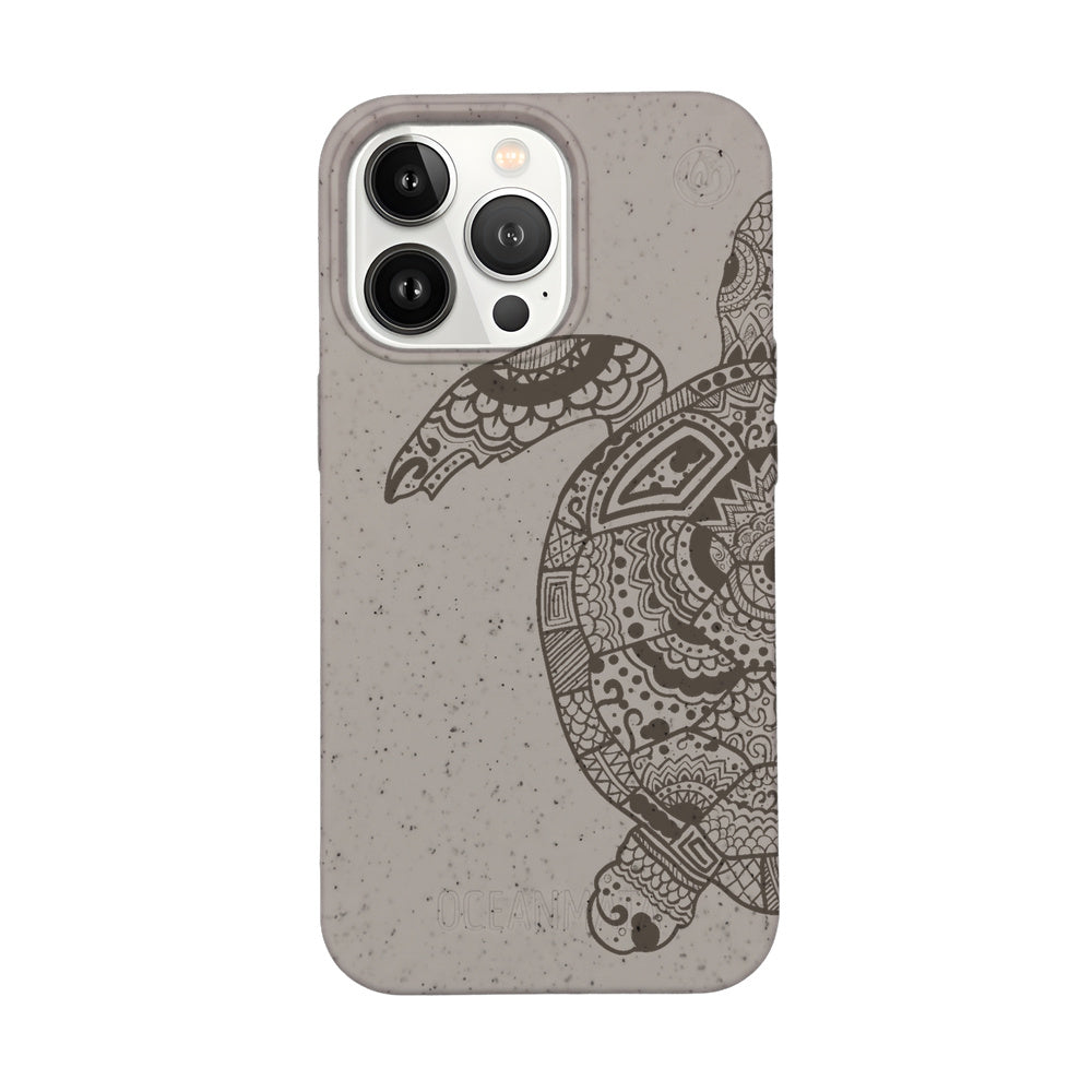 iPhone 13 pro max Hülle - beige - "GREEN TURTLE" - nachhaltig