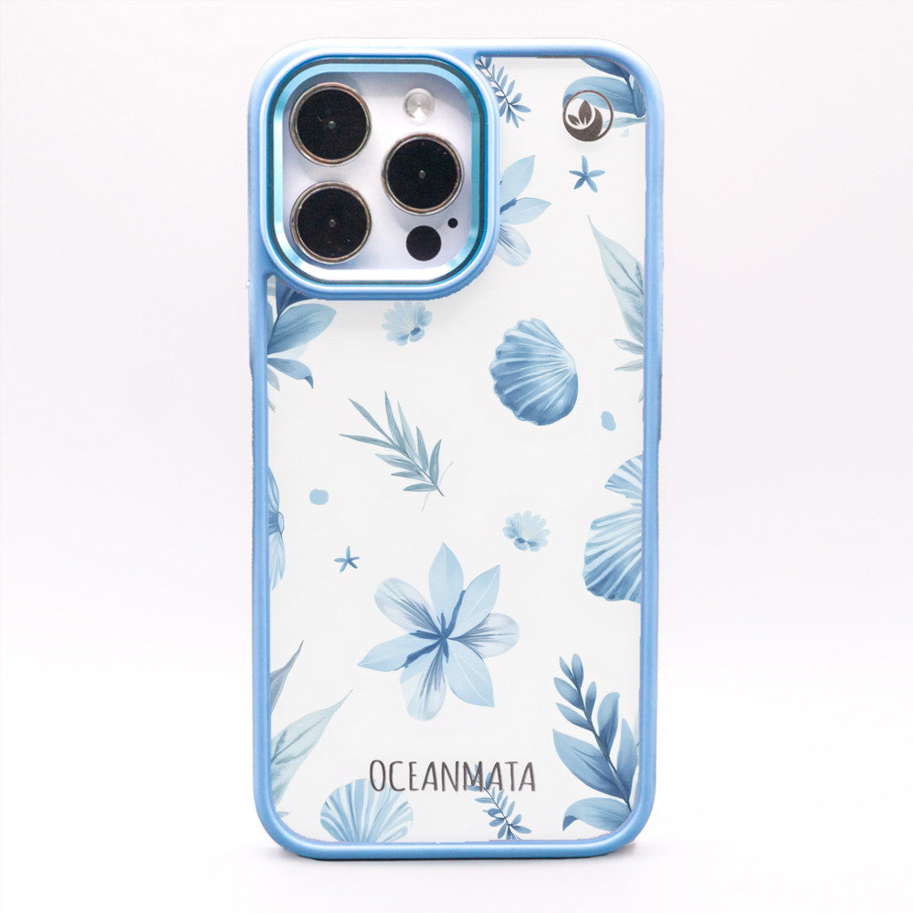 iPhone 16 pro max case - flowers blue - "Flowers & Shells" - sustainable