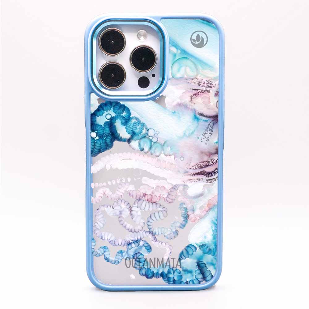 iPhone 15 Hülle - Qualle blau - "Men o' War" - nachhaltig