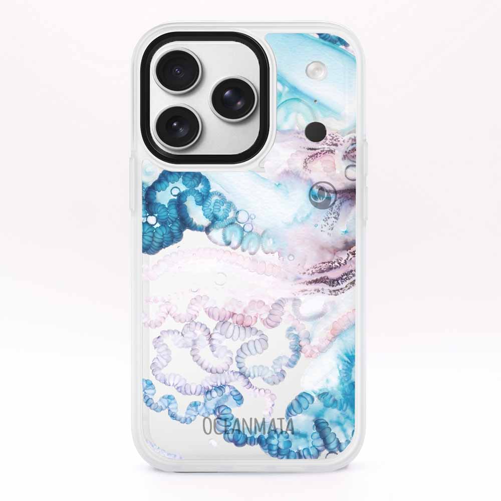 iPhone 17 pro Hülle - Qualle blau - "Men o' War" - nachhaltig