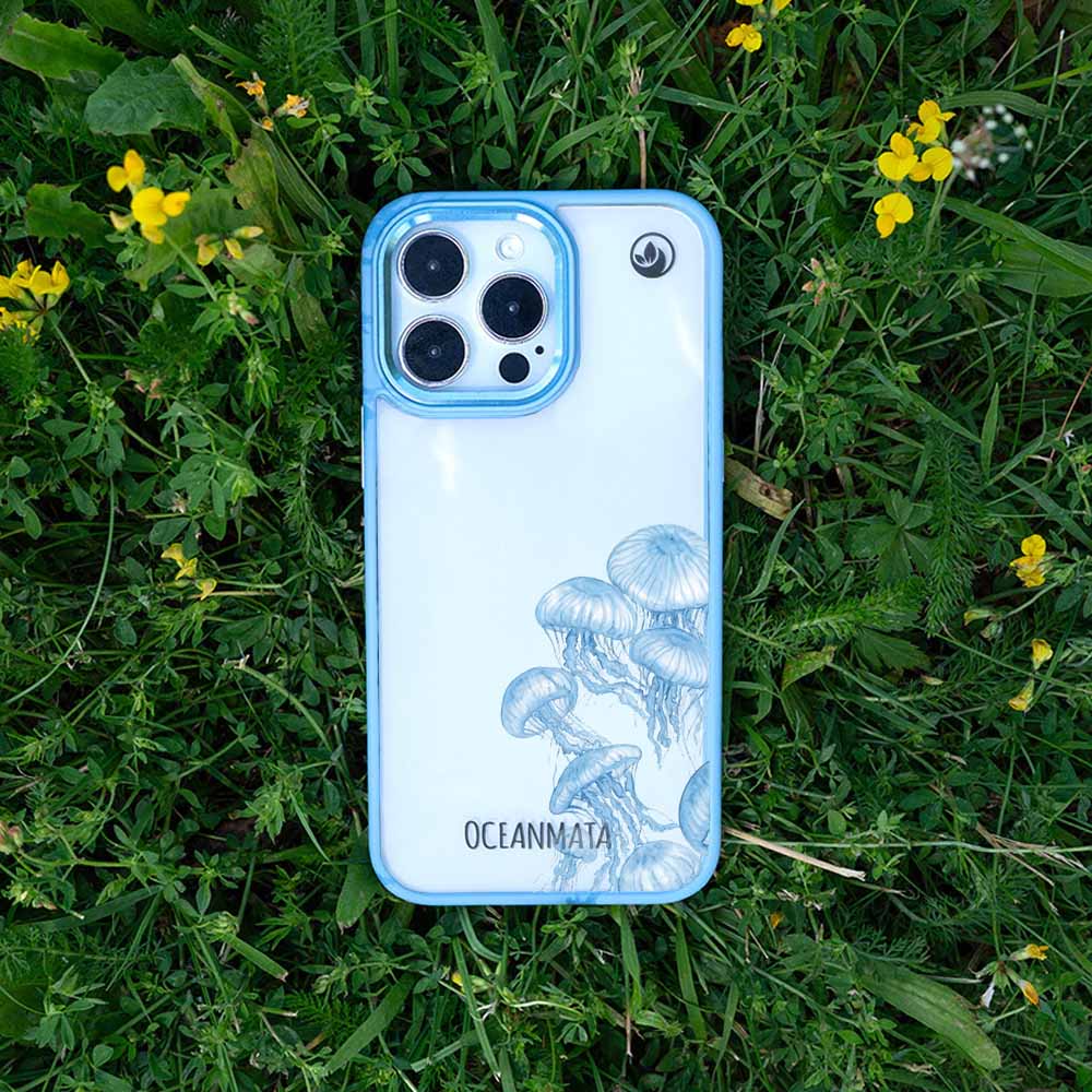 iPhone 15 Hülle - qualle blau - "Jellies" - nachhaltig