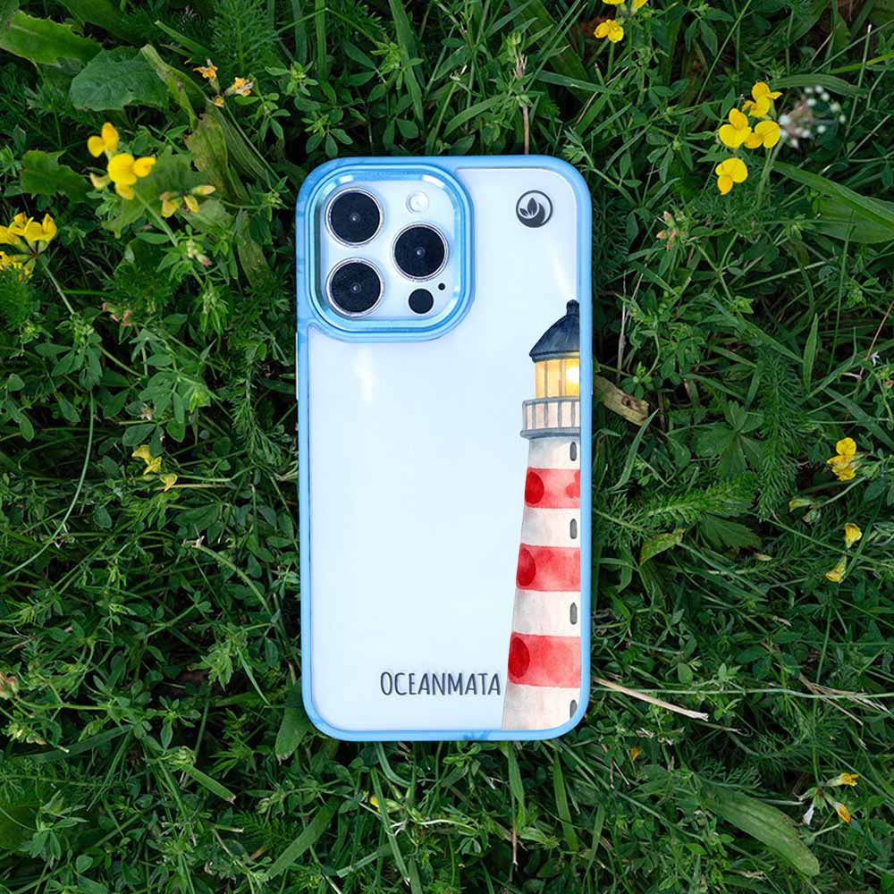 iPhone 13 pro Hülle - Leuchtturm blau - "Lighthouse" - nachhaltig