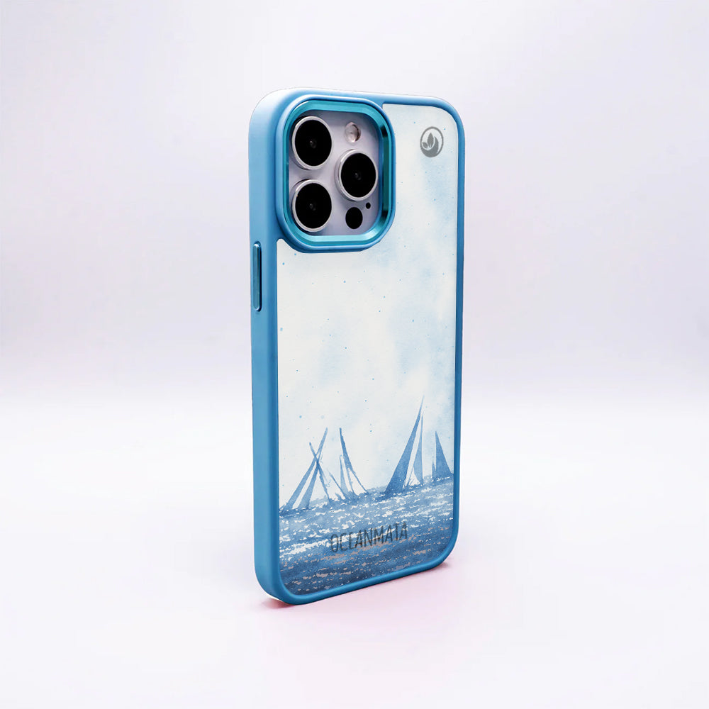 iPhone 16e/17e Hülle - segeln blau - "BlueHorizon" - nachhaltig