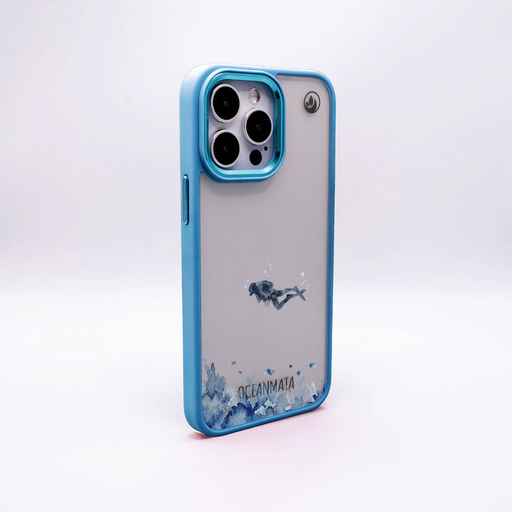iPhone 15 Hülle - Taucher blau - "DeepDive" - nachhaltig