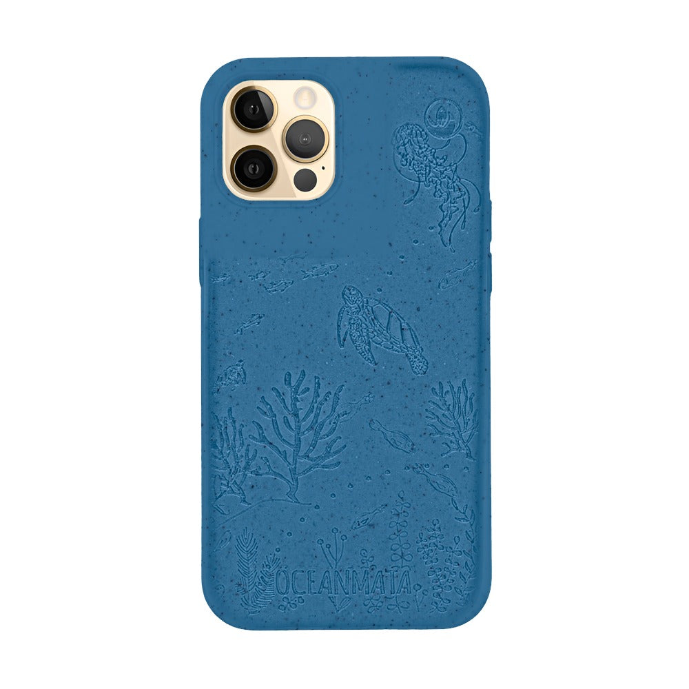 nachhaltige Bio-Hülle blau mit Turtle-Family-Prägung