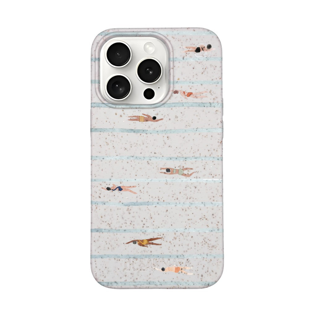 iPhone 15 pro max Hülle - Schwimmen weiß - "lapflow" - nachhaltig