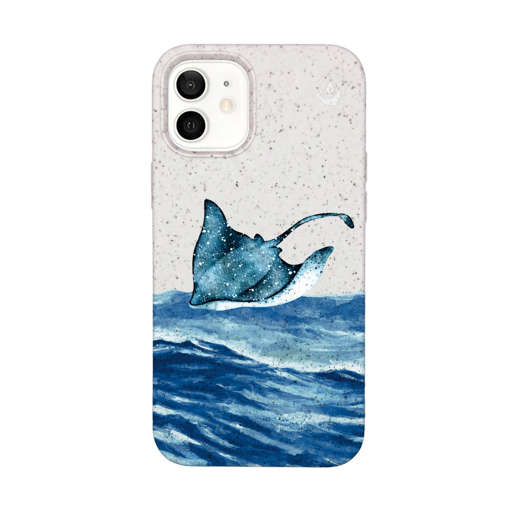 iPhone 12 mini hoesje - wit Manta - "Manta Wave" - duurzaam