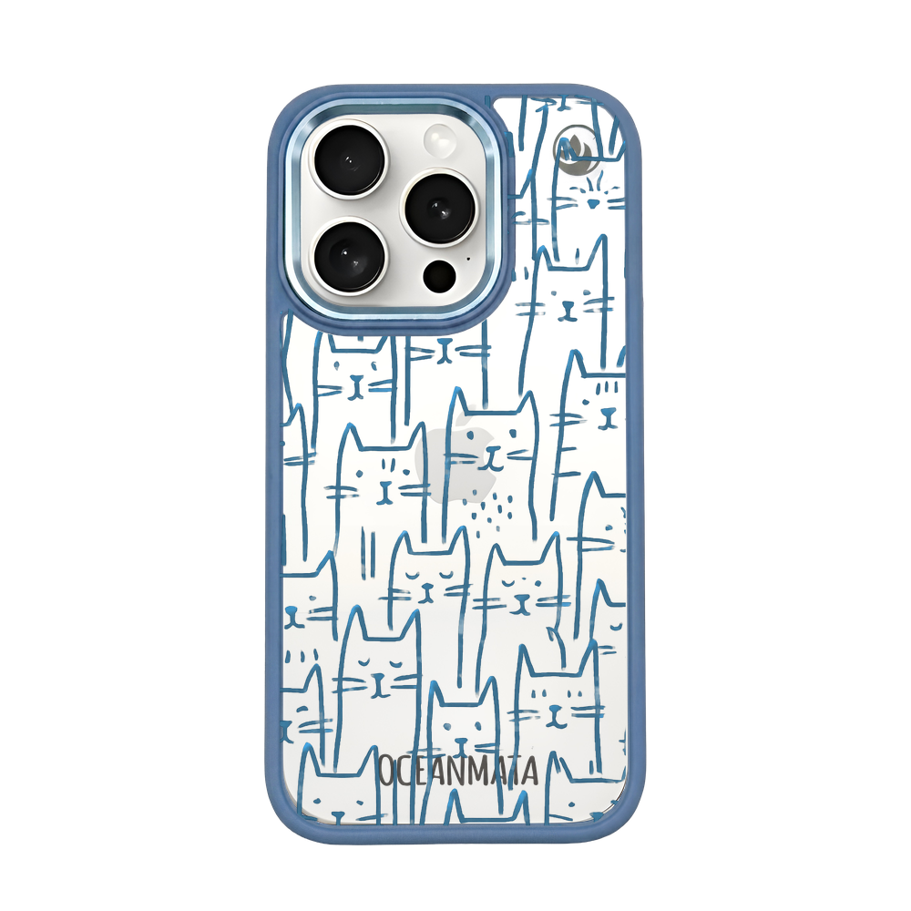iPhone 15 pro max Hülle - Katzen blau - "miau" - nachhaltig