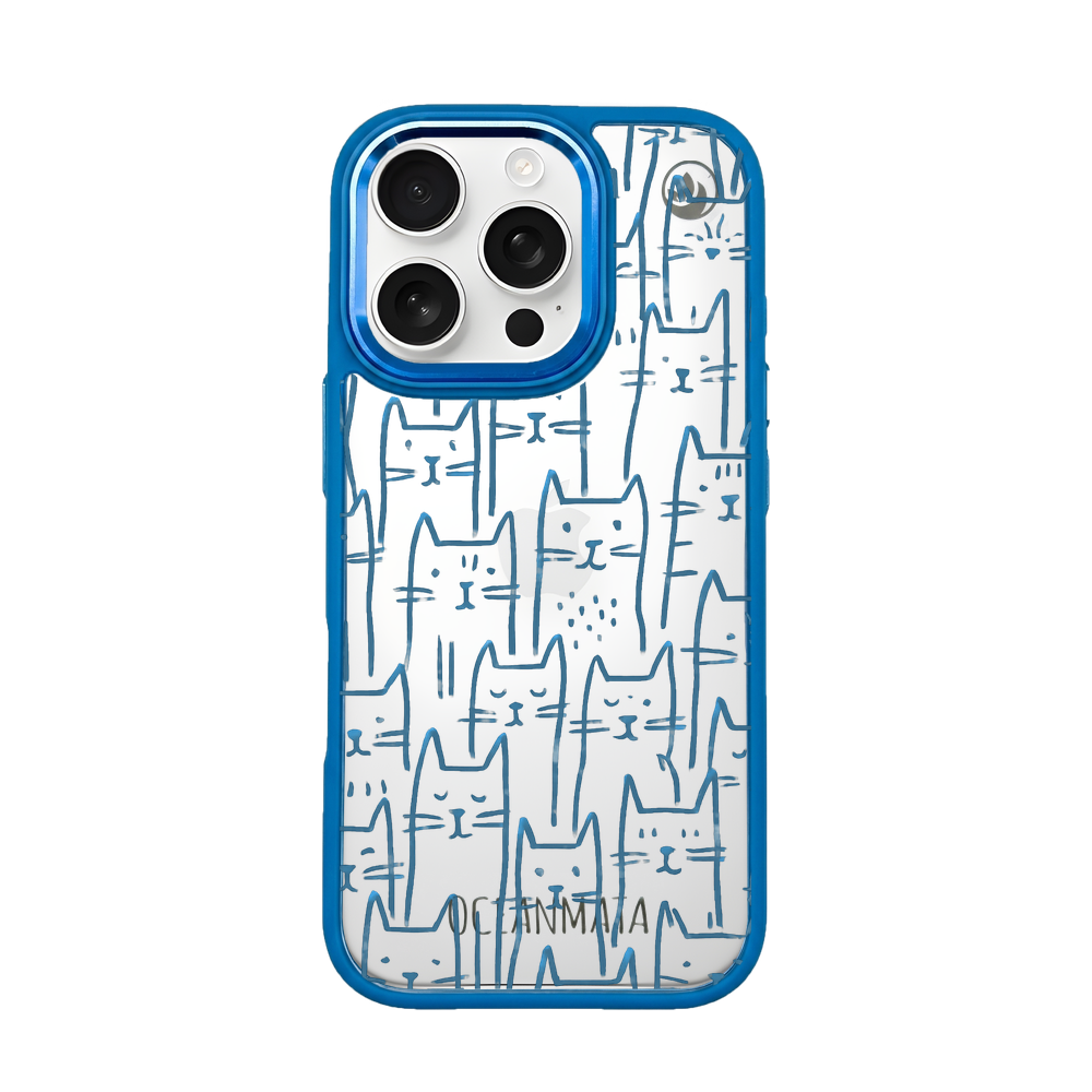 iPhone 16 pro max Hülle - Katzen blau - "miau" - nachhaltig