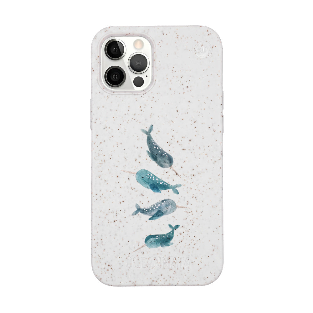 iPhone 12 pro / iPhone 12 Hülle - Narwal weiß - "Narwhale" - nachhaltig