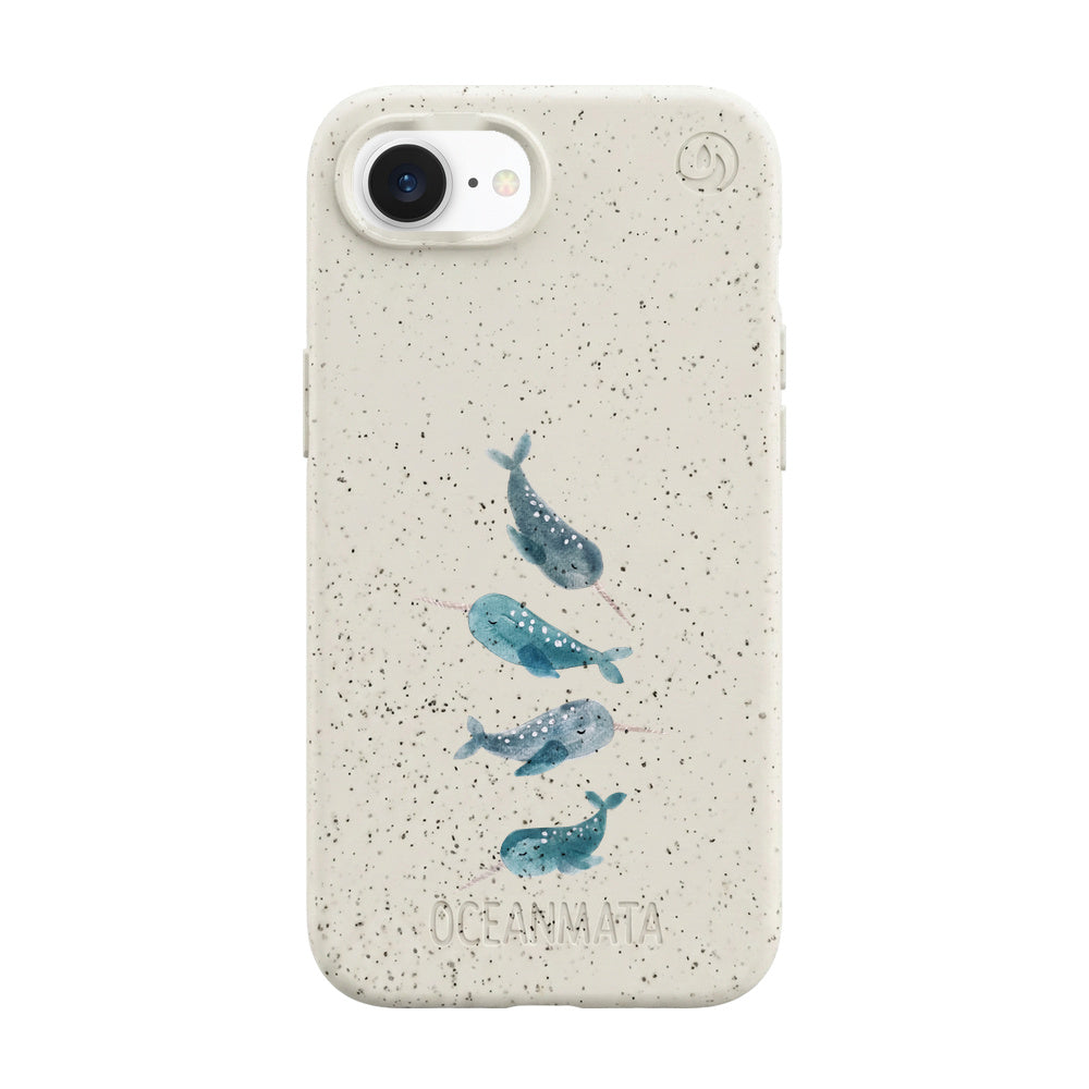 iPhone 16e Hülle - Narwal weiß - "Narwhale" - nachhaltig