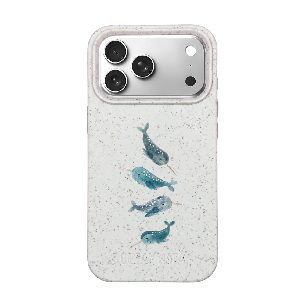 iPhone 18 Pro Max / 17 Pro Max Hülle - Narwal weiß - "Narwhale" - nachhaltig