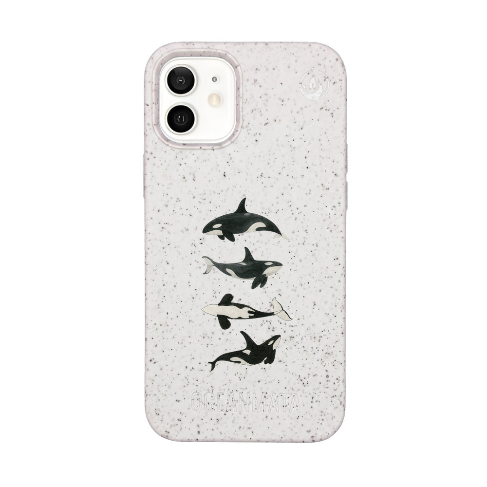 iPhone 12 mini Hülle - Orca weiß - "OrcaFamily" - nachhaltig