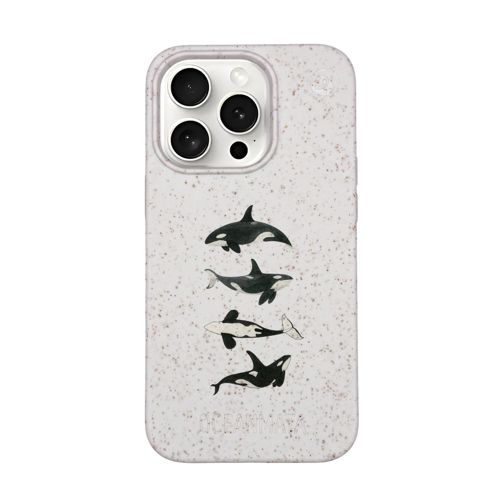 iPhone 15 pro Hülle - Orca weiß - "OrcaFamily" - nachhaltig