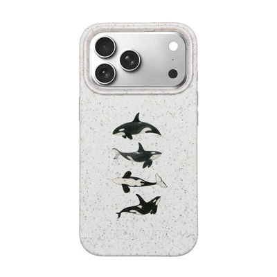 iPhone 18 Pro Max / 17 Pro Max Hülle - Orca weiß - "OrcaFamily" - nachhaltig