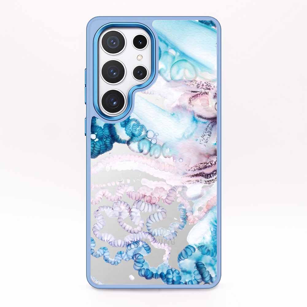Samsung S24+ Hülle - Qualle blau - "Men o' War" - nachhaltig