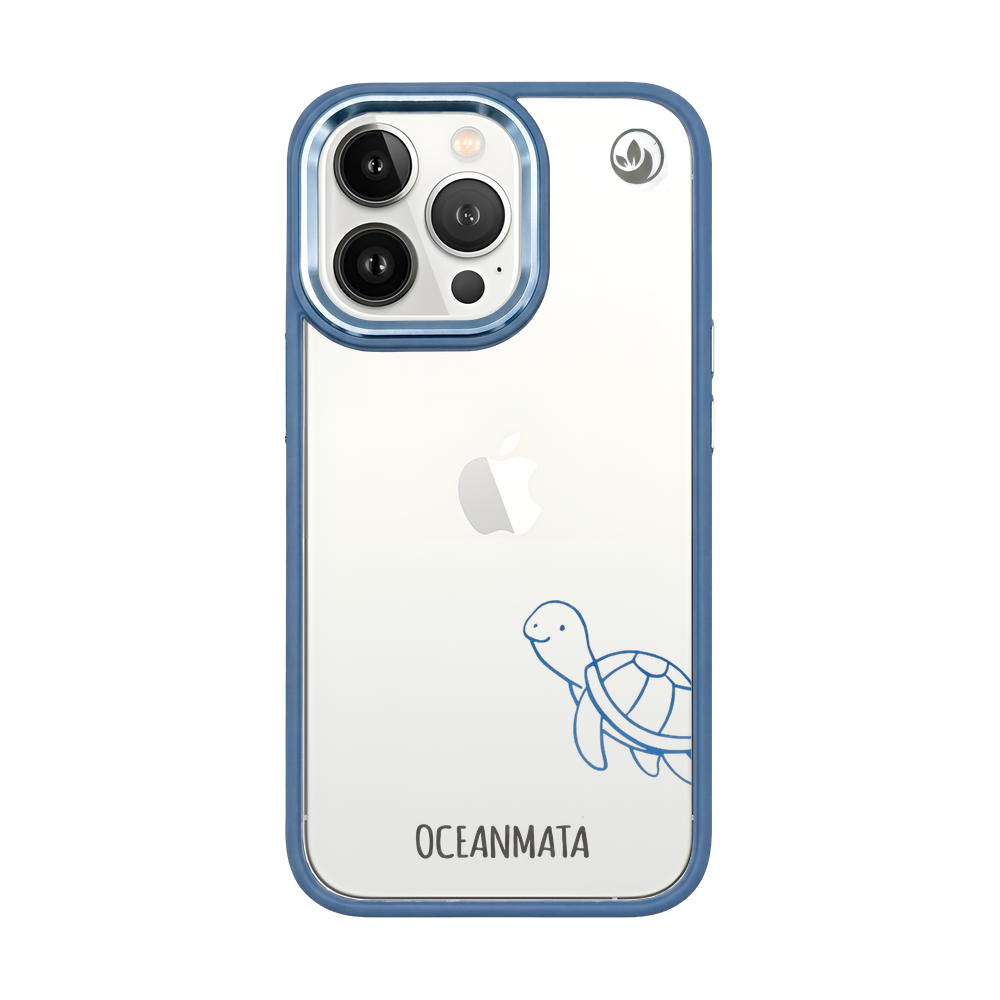 iPhone 13 pro hoesje - schildpadblauw - "Schildi" - duurzaam