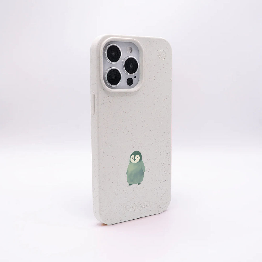 iPhone 14 pro Hülle - Pinguin weiß - "HappyPinguin" - nachhaltig