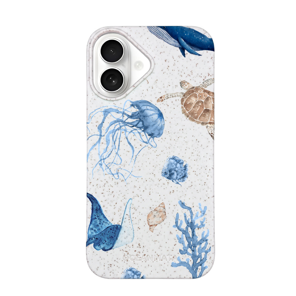 iPhone 16 Hülle - weiß Schildkröte - "Sea Turtle & Friends" - nachhaltig
