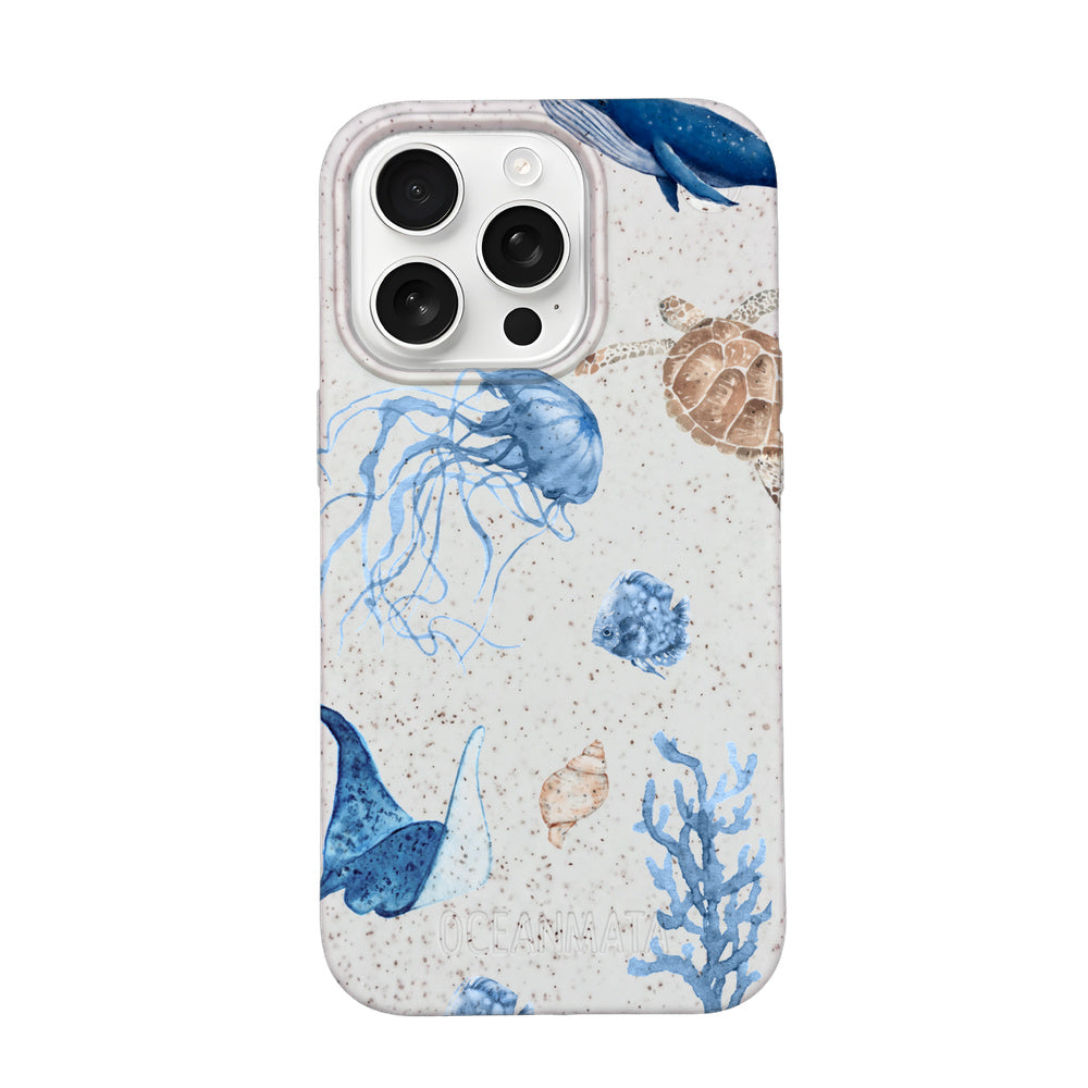 iPhone 16 pro max hoesje - witte schildpad - "Turtle & Friends" - duurzaam