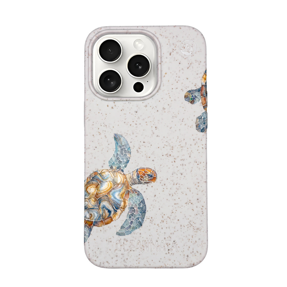 iPhone 15 pro max Hülle - Schildkröte weiß - "TurtleGaze" - nachhaltig