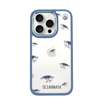 iPhone 15 pro hoesje - schildpaddenblauw - "Turtlino" - duurzaam