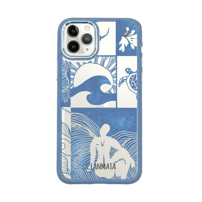 iPhone 11 pro hoesje - Line Art Ocean - "Waves of Balance" - duurzaam