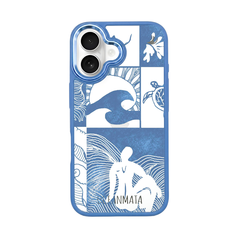 iPhone 16 hoesje - Line Art Ocean - "Waves of Balance" - duurzaam