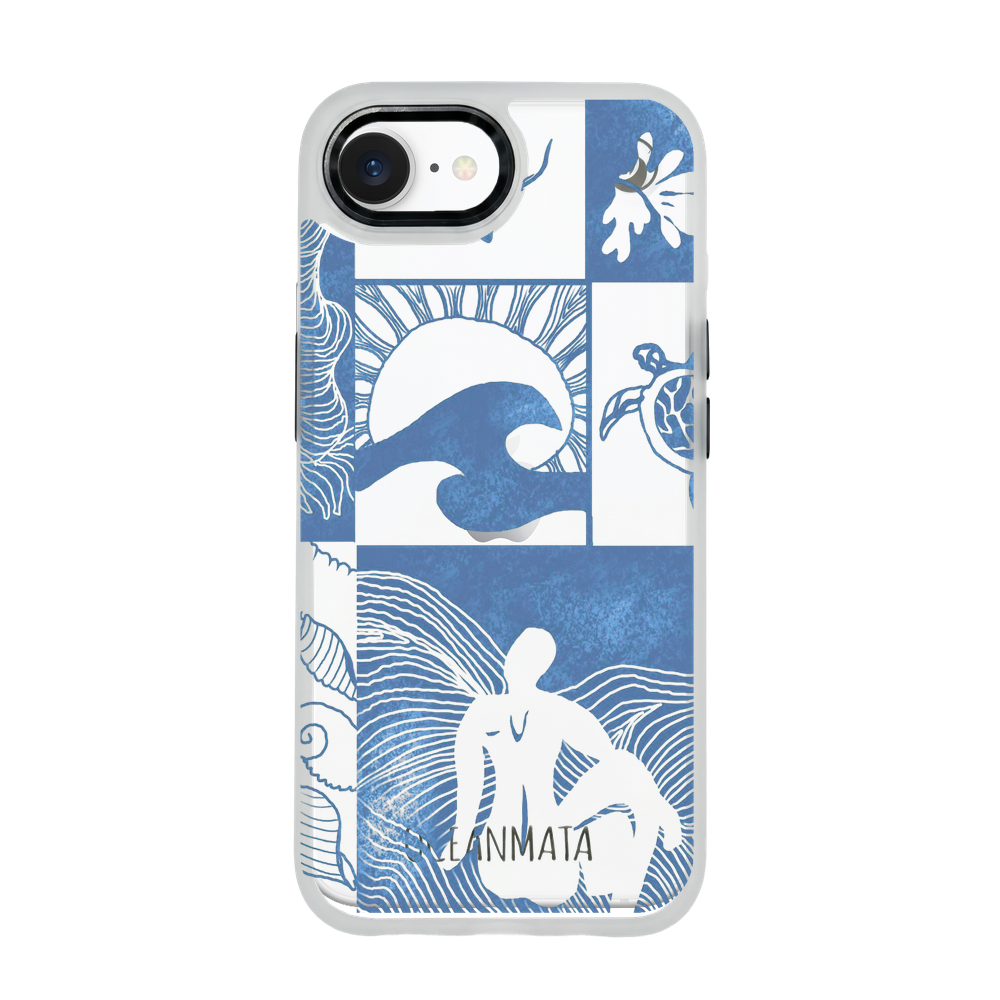 iPhone 16e hoesje - Line Art Ocean - "Waves of Balance" - duurzaam