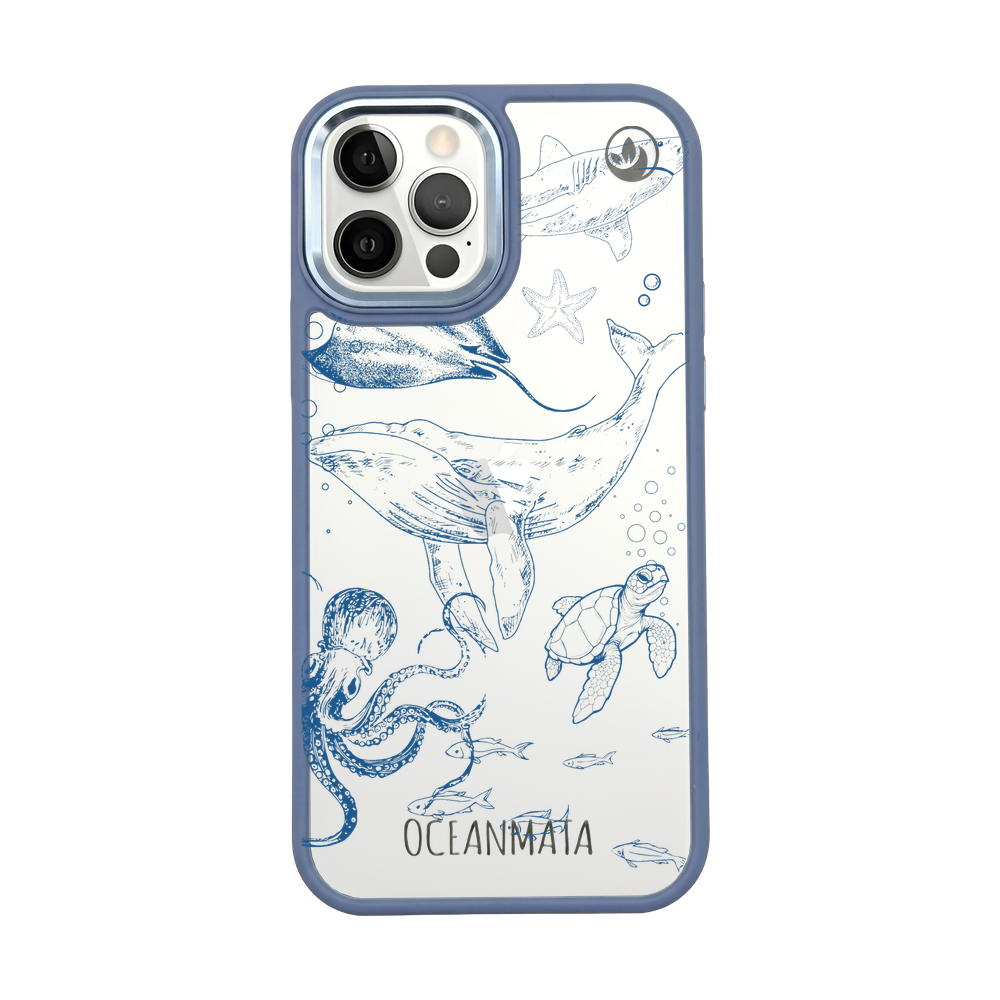 iPhone 12 pro max hoesje - walvisblauw - "WhaleLife" - duurzaam