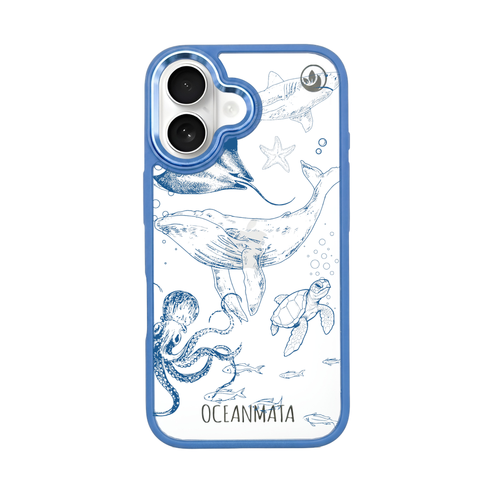 iPhone 16 hoesje - Walvisblauw - "WhaleLife" - Duurzaam