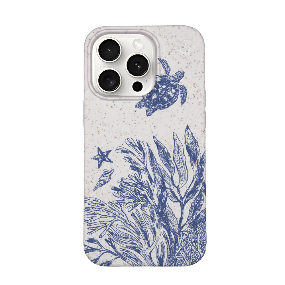 iPhone 15 pro max Hülle - Schildkröten weiß - "White Silent Waves" - nachhaltig