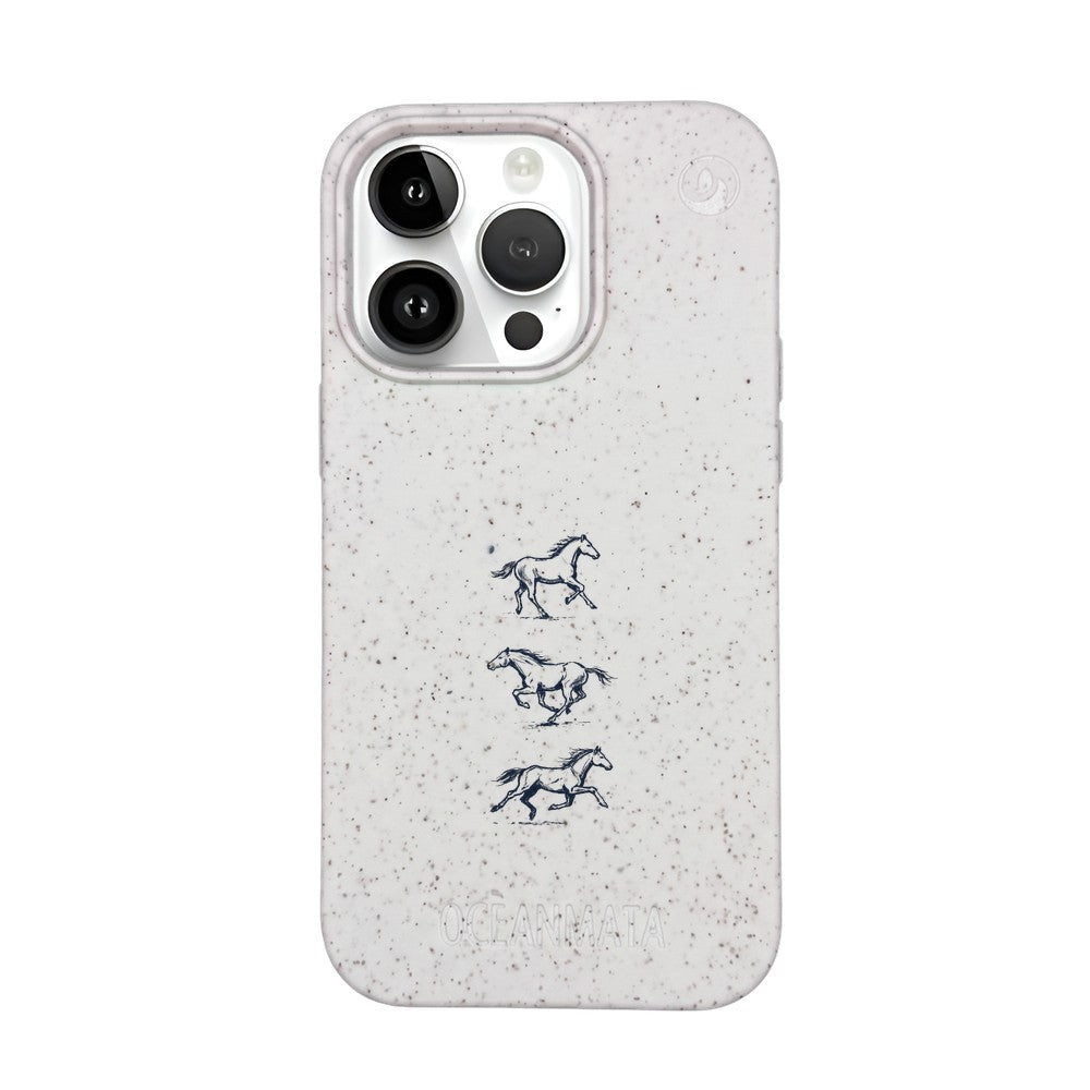 iPhone 14 pro Hülle - Pferd weiß - "wild" - nachhaltig