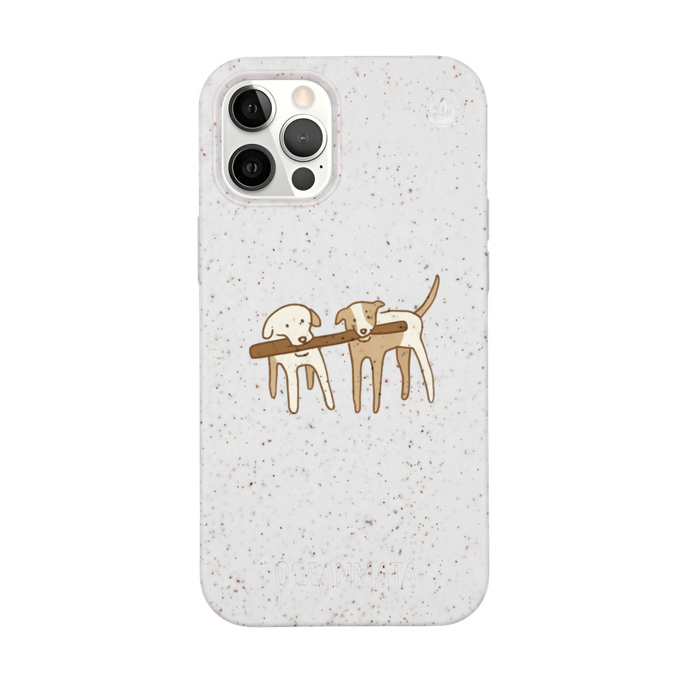 iPhone 12 pro / iPhone 12 Hülle - Hunde weiß - "Wuff" - nachhaltig