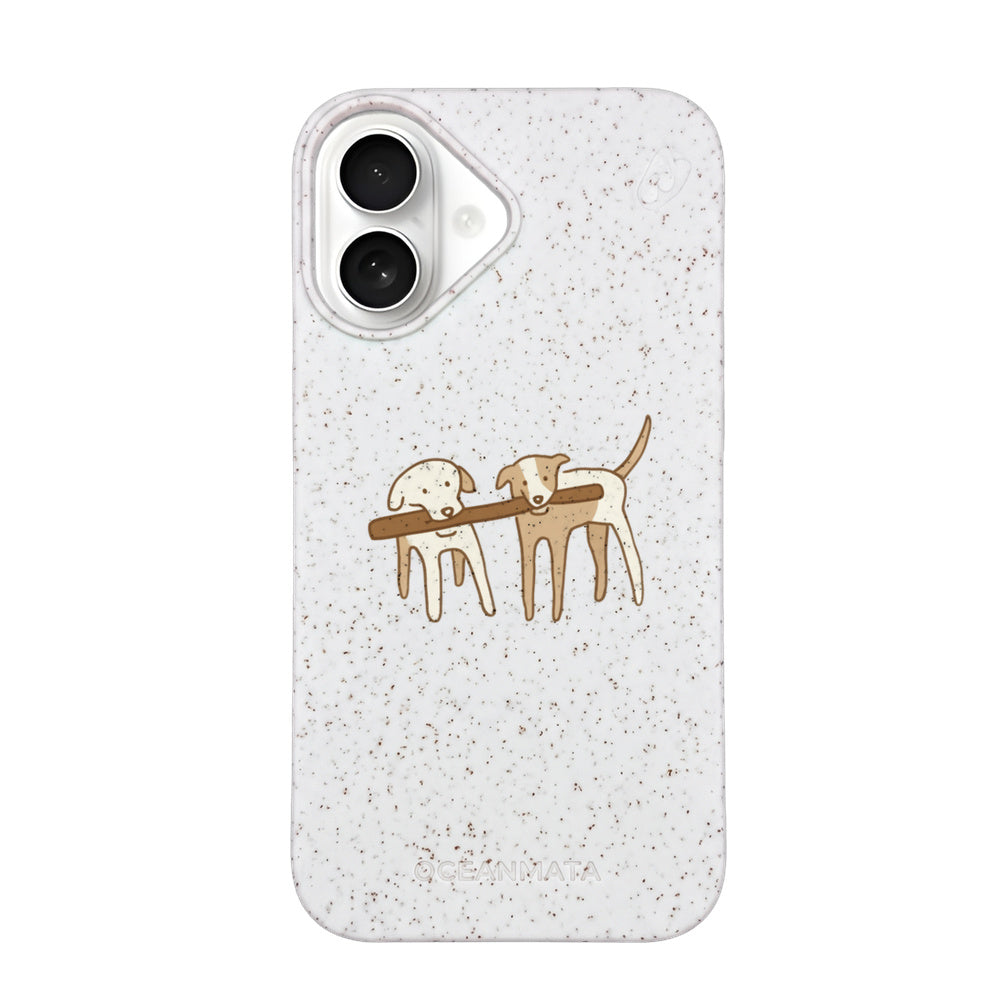 iPhone 16 Hülle - Hunde weiß - "Wuff" - nachhaltig
